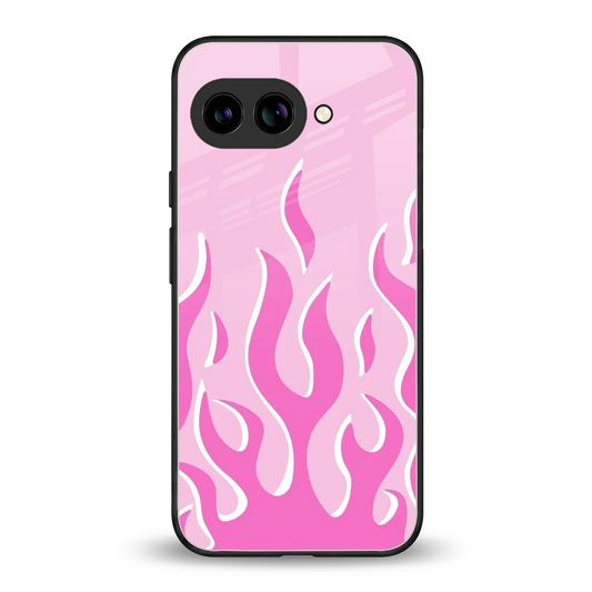 Y2K Retro Pink Flames back phone cover | glass case for google pixel 9a