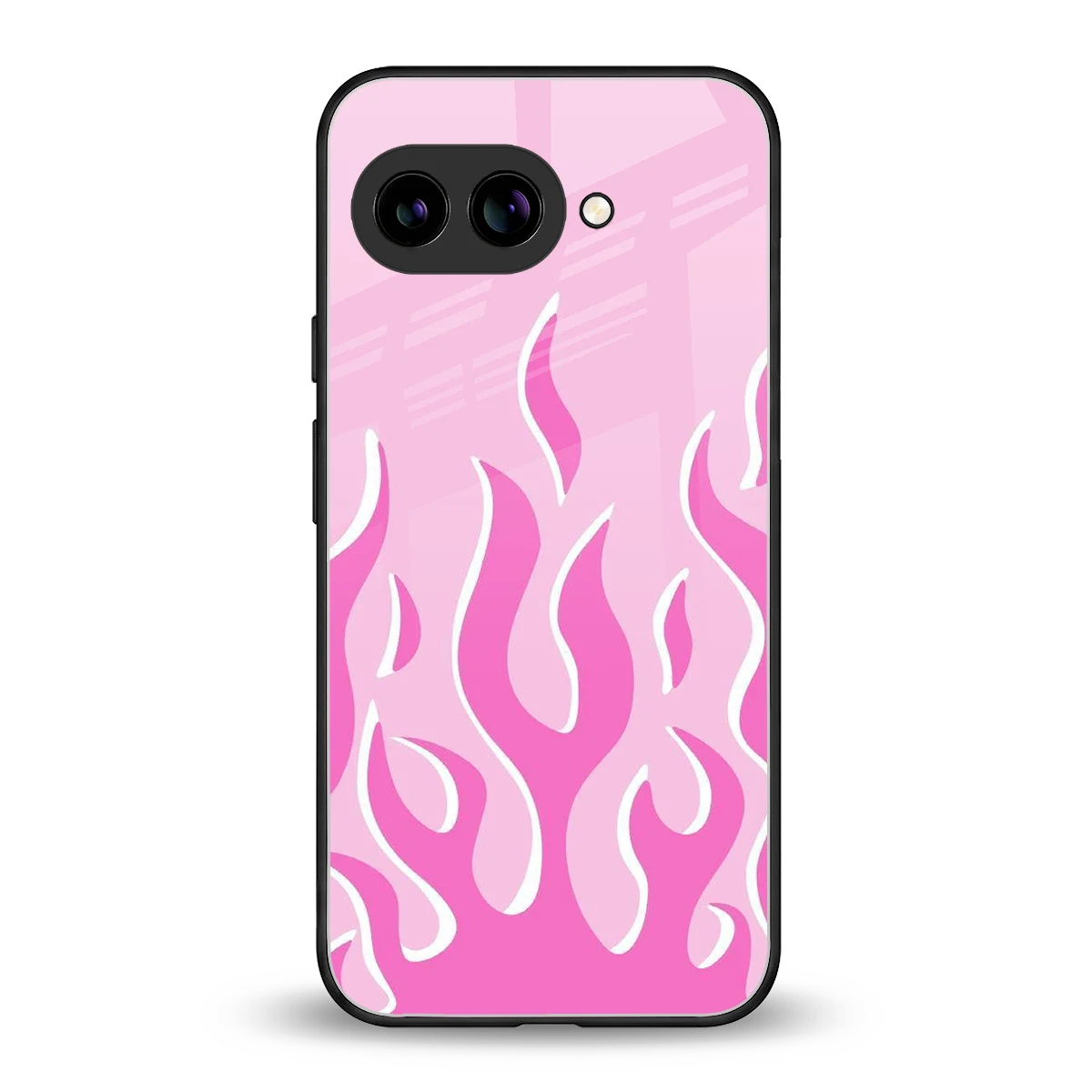 Y2K Retro Pink Flames back phone cover | glass case for google pixel 10a