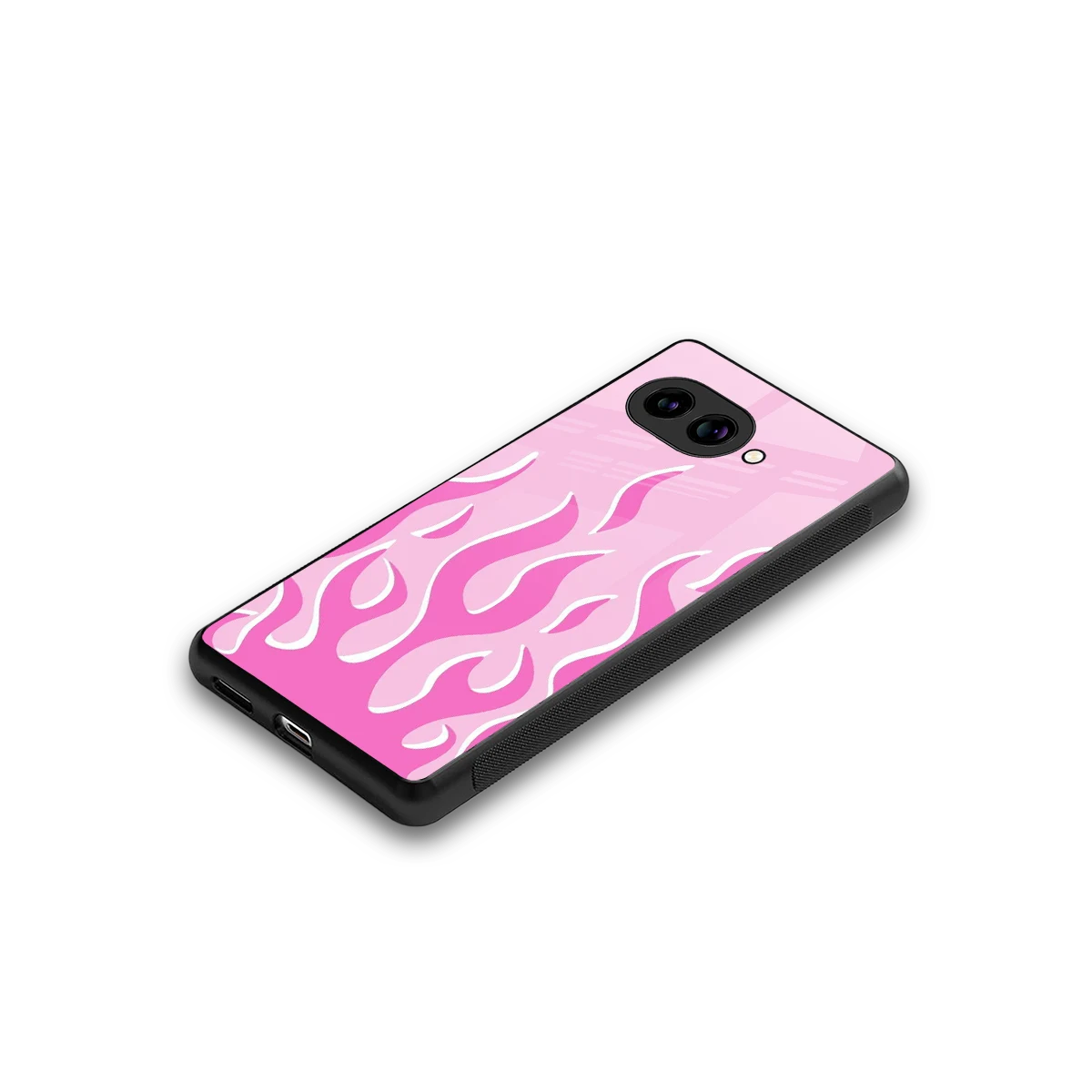 Y2K Retro Pink Flames stylish phone case for google pixel 10a | glossy glass and slim fit