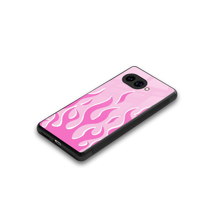 Y2K Retro Pink Flames stylish phone case for google pixel 10a | glossy glass and slim fit