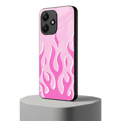 Y2K Retro Pink Flames redmi 12 5g mobile cover | shockproof glass phone case
