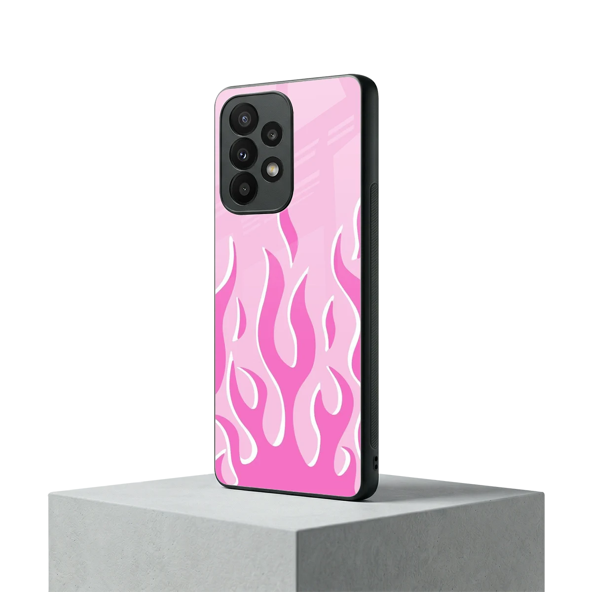 Y2K Retro Pink Flames samsung galaxy a23 mobile cover | shockproof glass phone case