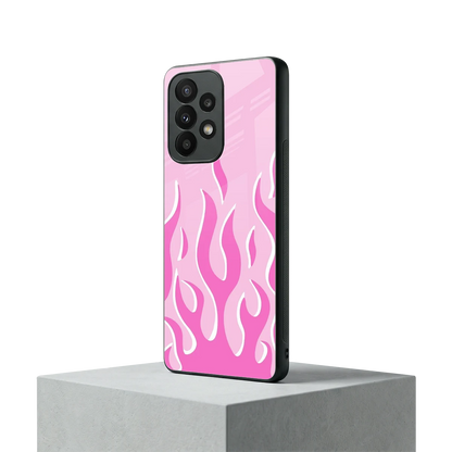 Y2K Retro Pink Flames samsung galaxy a23 mobile cover | shockproof glass phone case
