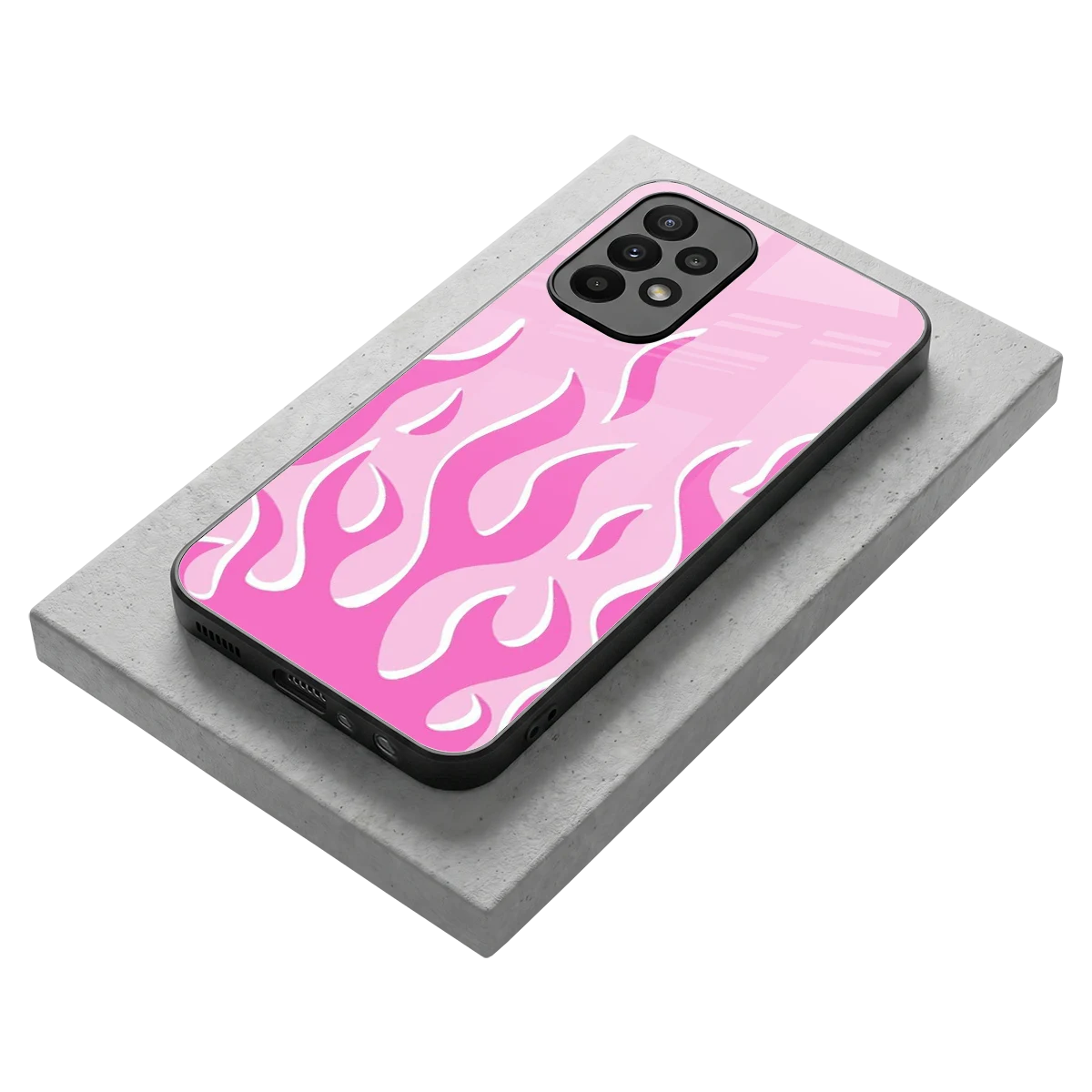 Y2K Retro Pink Flames stylish phone case for samsung galaxy a23 | glossy glass and slim fit