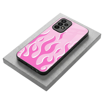 Y2K Retro Pink Flames stylish phone case for samsung galaxy a23 | glossy glass and slim fit