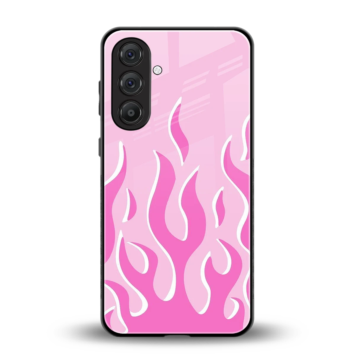 Y2K Retro Pink Flames back phone cover | glass case for samsung galaxy a55 5g