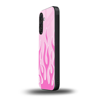 Y2K Retro Pink Flames samsung galaxy a55 5g mobile cover | shockproof glass phone case