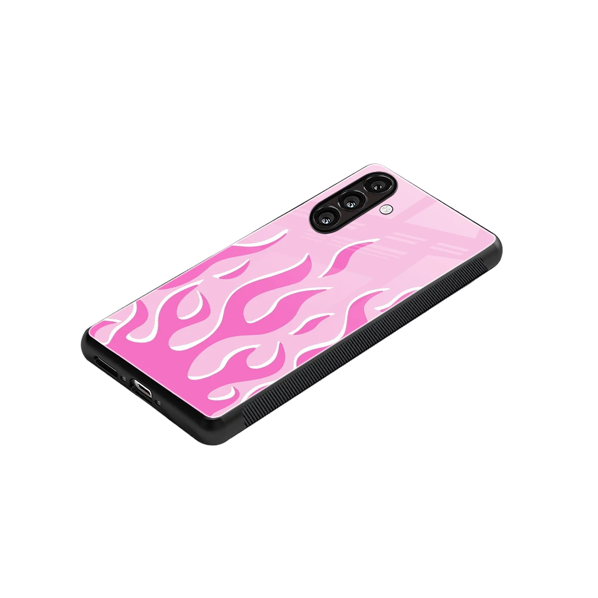 Y2K Retro Pink Flames stylish phone case for samsung galaxy a55 5g | glossy glass and slim fit