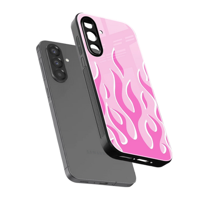 Y2K Retro Pink Flames sleek samsung galaxy a17 5g cover with tempered glass back and TPU edges