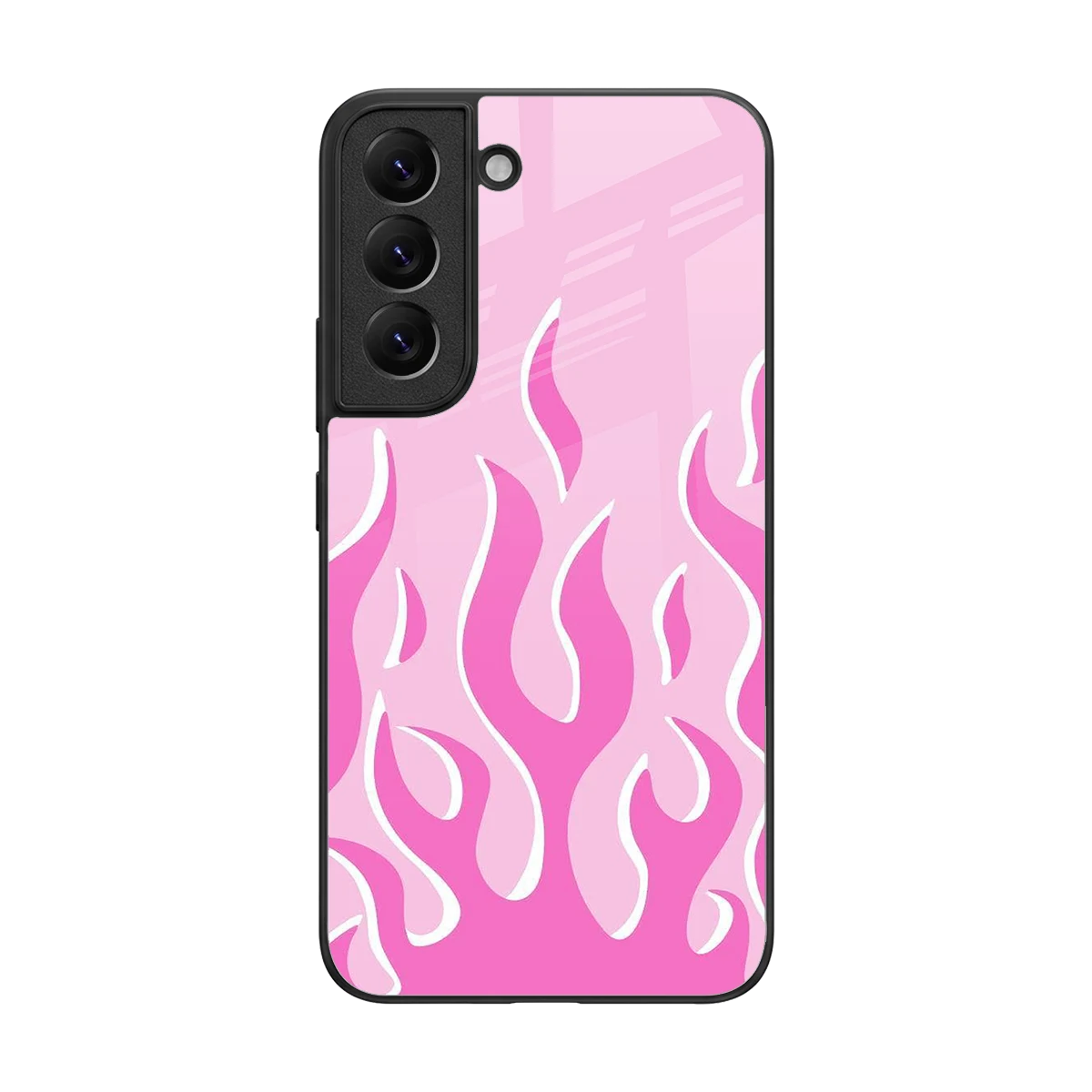 Y2K Retro Pink Flames back phone cover | glass case for samsung galaxy s22
