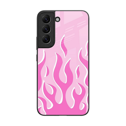 Y2K Retro Pink Flames back phone cover | glass case for samsung galaxy s22