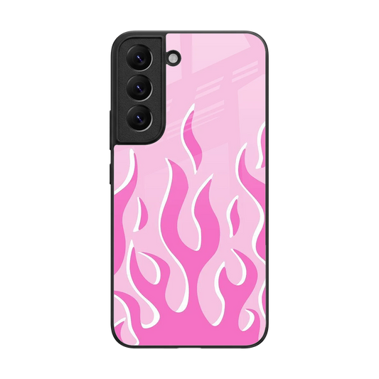 Y2K Retro Pink Flames back phone cover | glass case for samsung galaxy s22
