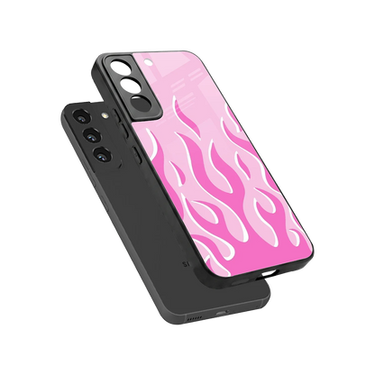 Y2K Retro Pink Flames sleek samsung galaxy s22 cover with tempered glass back and TPU edges