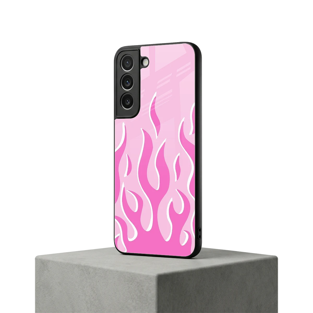 Y2K Retro Pink Flames samsung galaxy s22 mobile cover | shockproof glass phone case