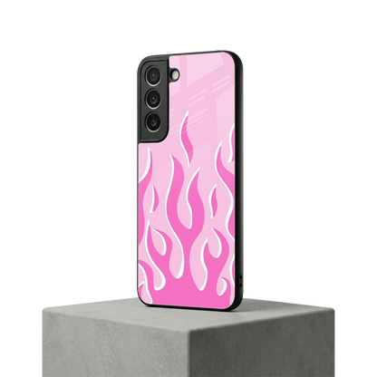 Y2K Retro Pink Flames samsung galaxy s22 mobile cover | shockproof glass phone case