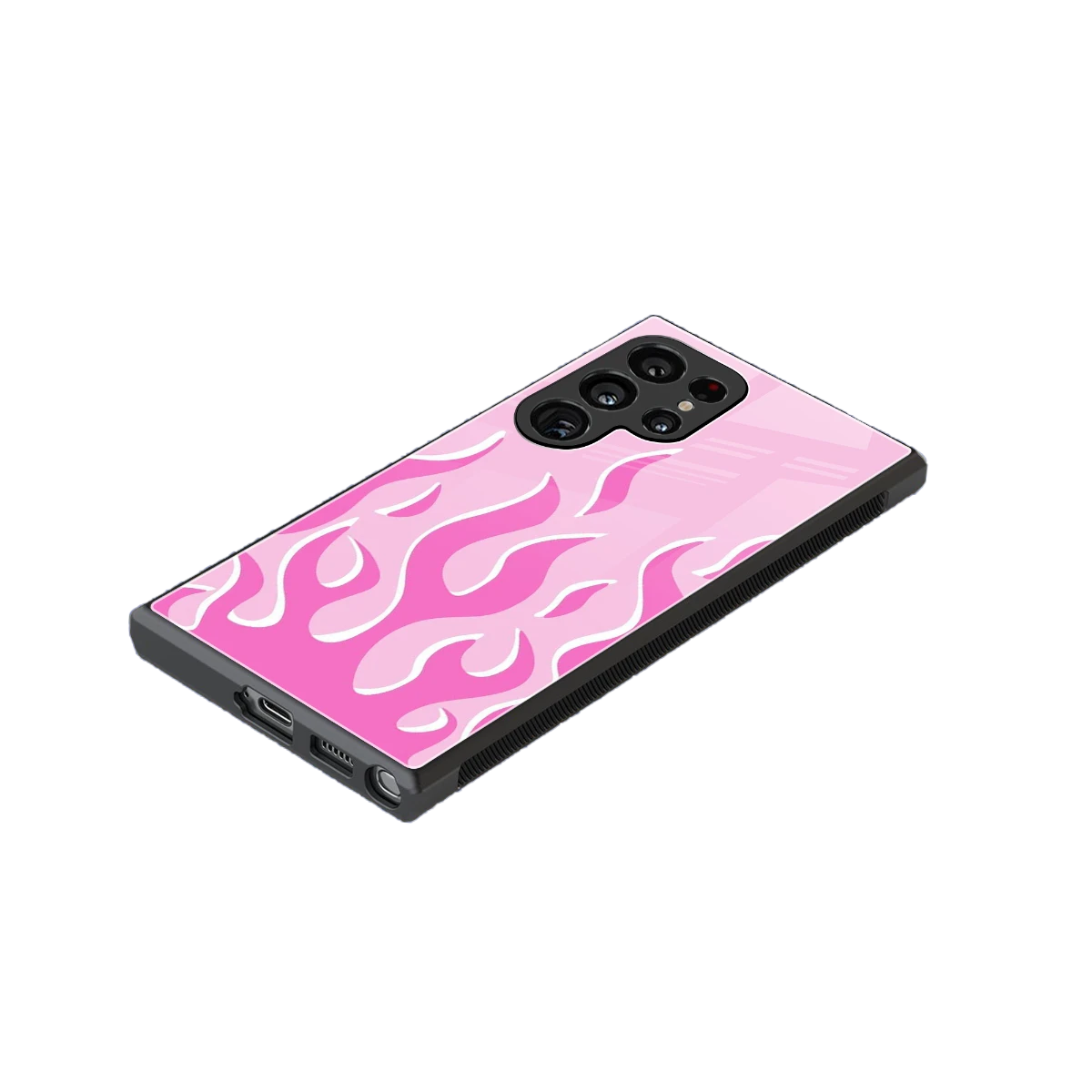 Y2K Retro Pink Flames stylish phone case for samsung galaxy s24 ultra | glossy glass and slim fit