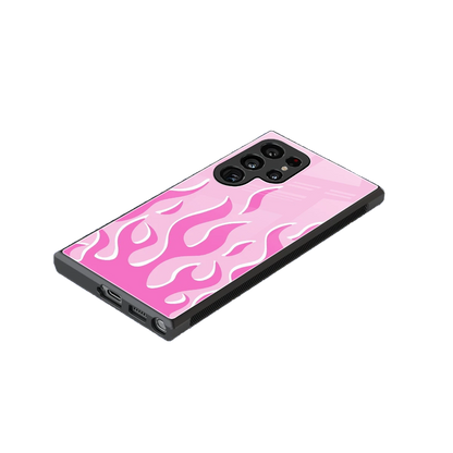 Y2K Retro Pink Flames stylish phone case for samsung galaxy s24 ultra | glossy glass and slim fit