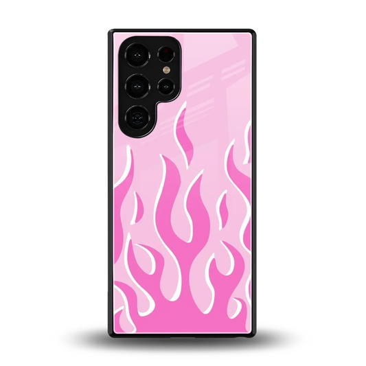 Y2K Retro Pink Flames back phone cover | glass case for samsung galaxy s26 ultra