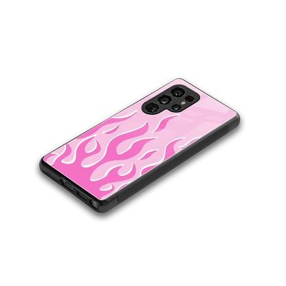 Y2K Retro Pink Flames stylish phone case for samsung galaxy s25 ultra | glossy glass and slim fit