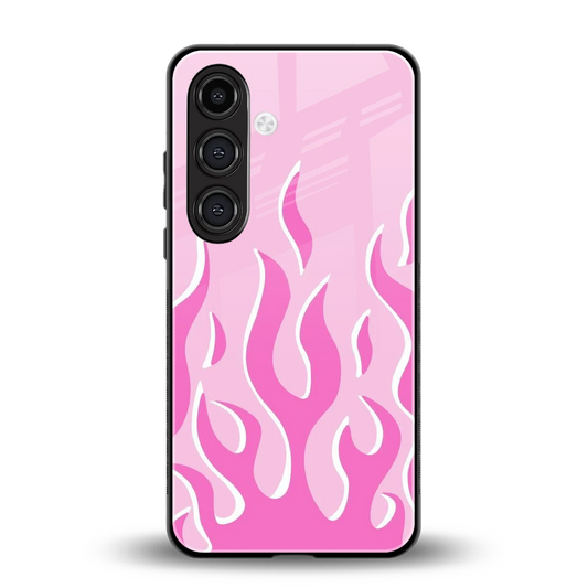 Y2K Retro Pink Flames back phone cover | glass case for samsung galaxy s26