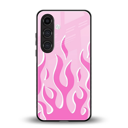 Y2K Retro Pink Flames back phone cover | glass case for samsung galaxy s23 plus
