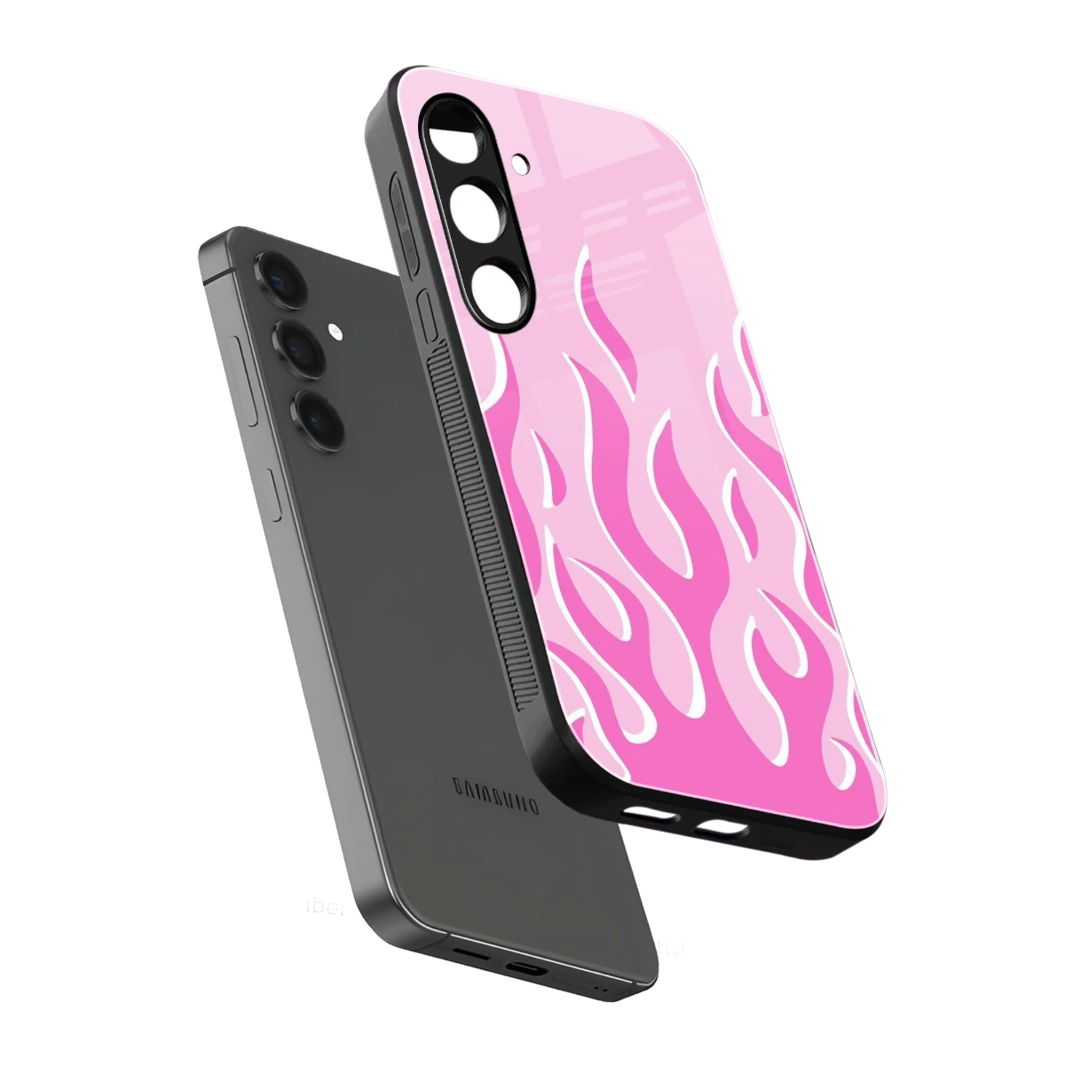 Y2K Retro Pink Flames sleek samsung galaxy s24 plus cover with tempered glass back and TPU edges