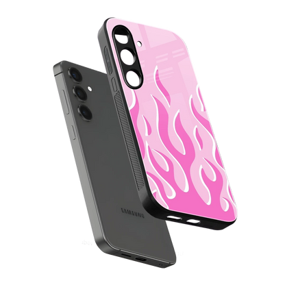 Y2K Retro Pink Flames sleek samsung galaxy s24 plus cover with tempered glass back and TPU edges