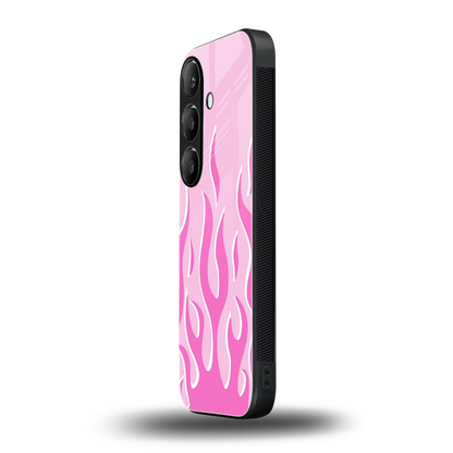 Y2K Retro Pink Flames samsung galaxy s23 plus mobile cover | shockproof glass phone case