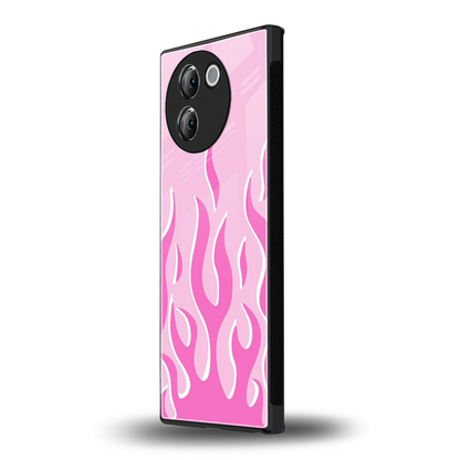Y2K Retro Pink Flames vivo v30e mobile cover | shockproof glass phone case