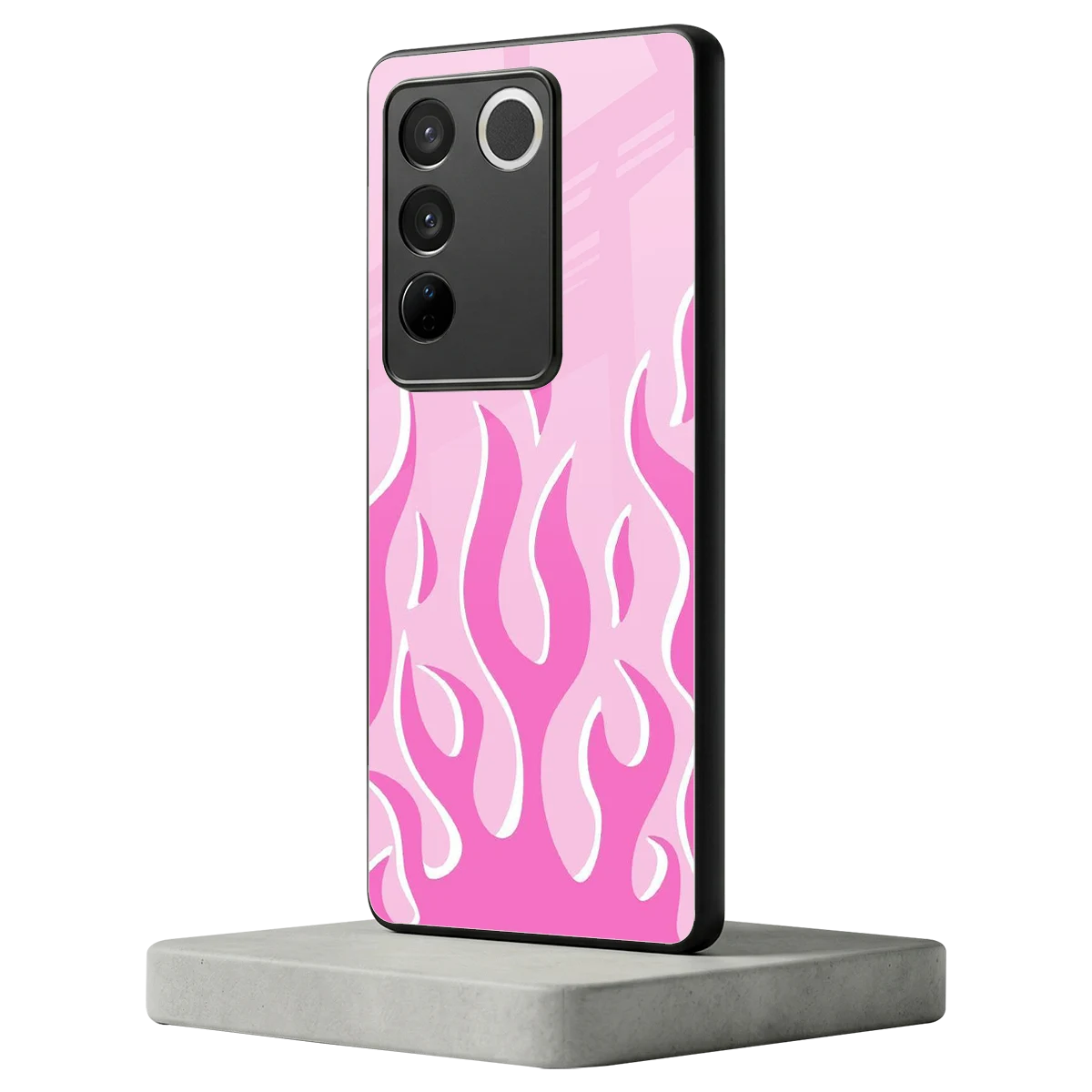Y2K Retro Pink Flames vivo v27 5g mobile cover | shockproof glass phone case