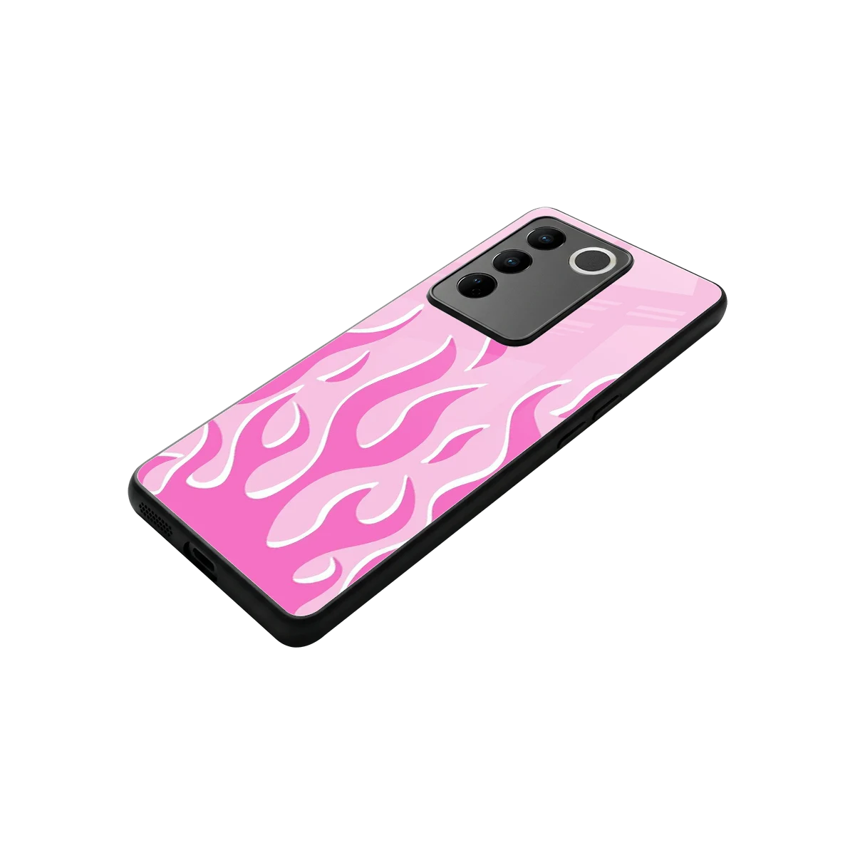 Y2K Retro Pink Flames stylish phone case for vivo v27 5g | glossy glass and slim fit