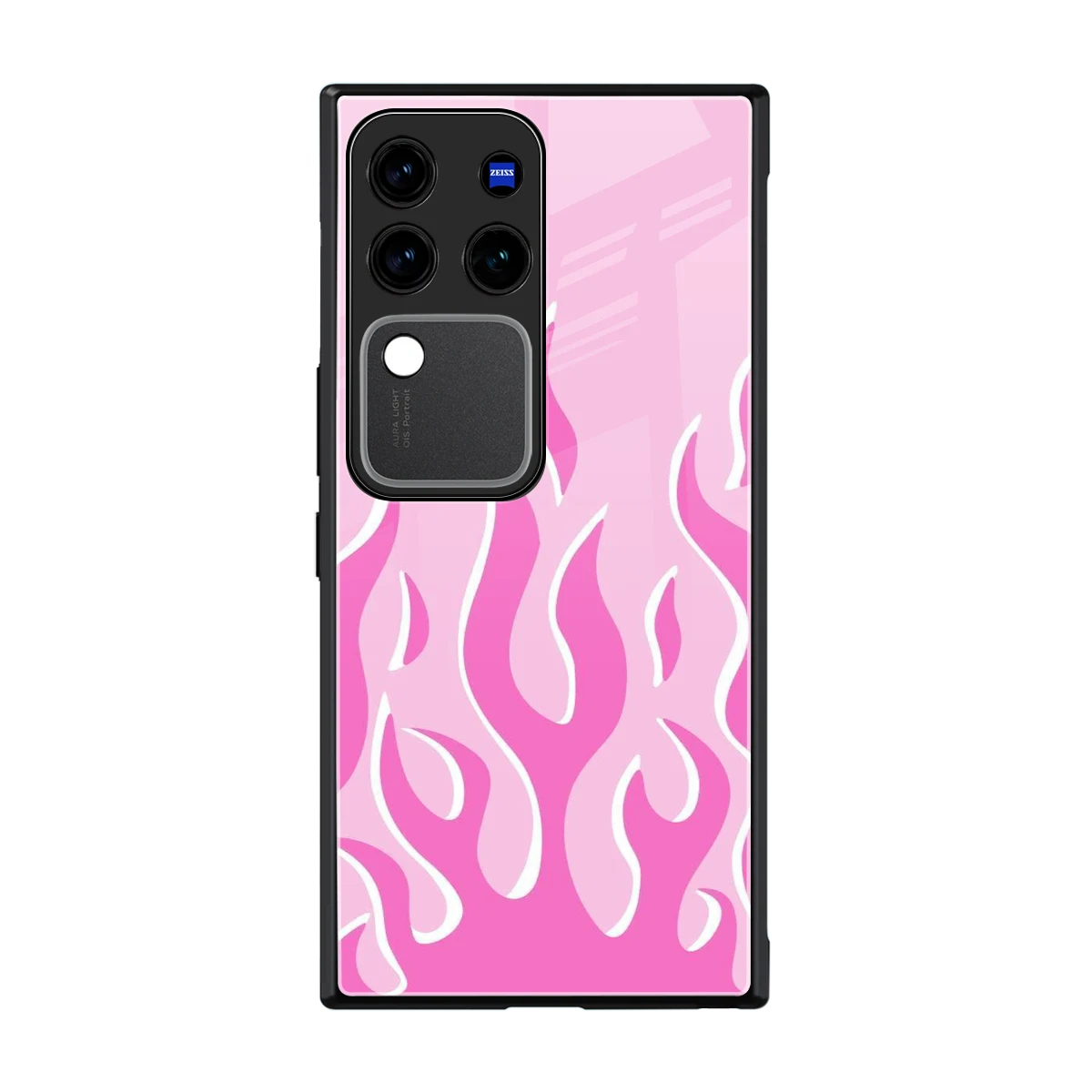 Y2K Retro Pink Flames back phone cover | glass case forvivo v30 pro