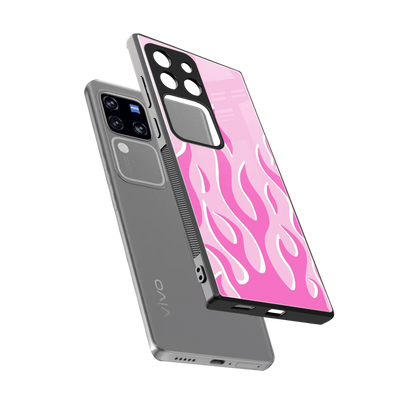Y2K Retro Pink Flames sleekvivo v30 pro cover with tempered glass back and TPU edges