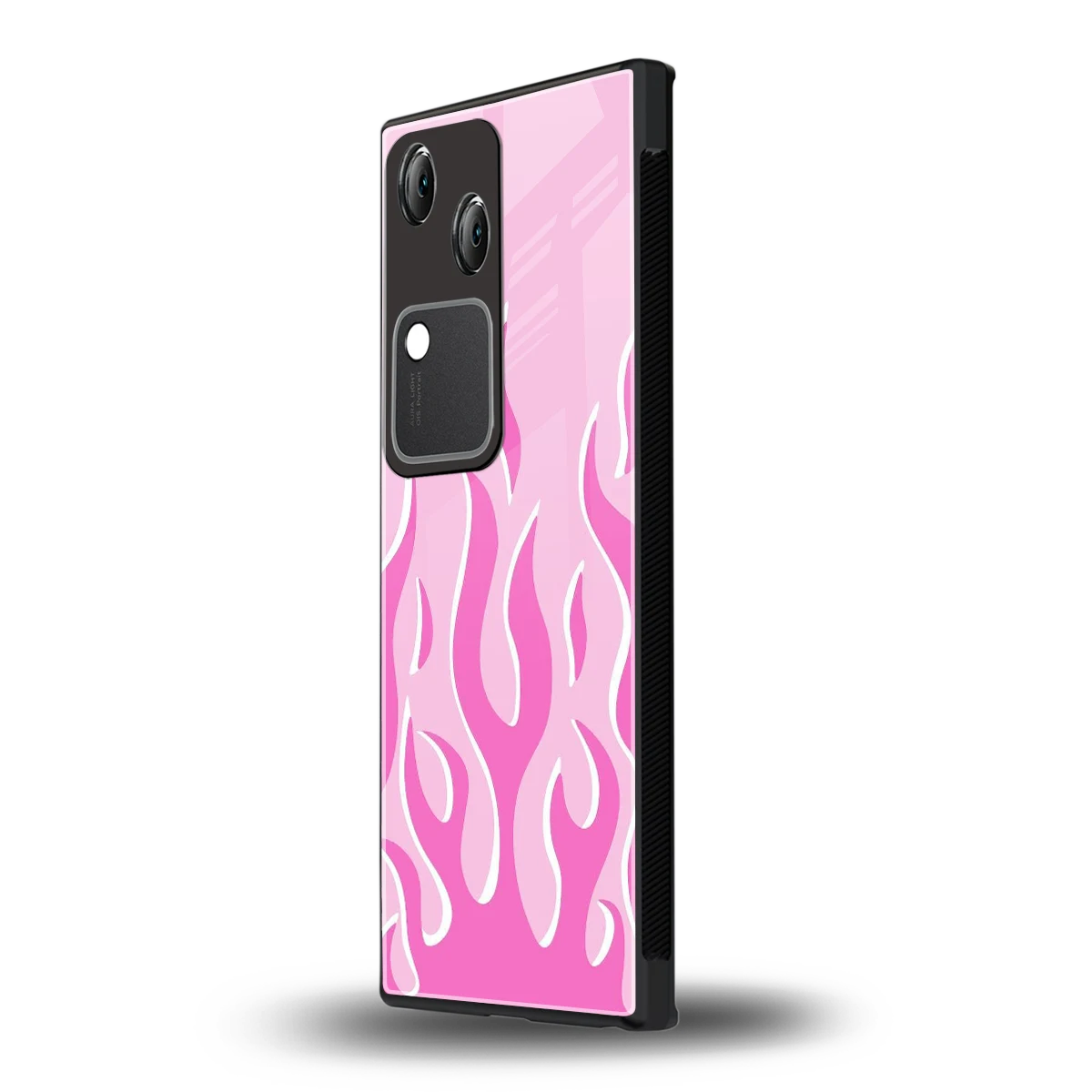 Y2K Retro Pink Flames vivo v30 mobile cover | shockproof glass phone case