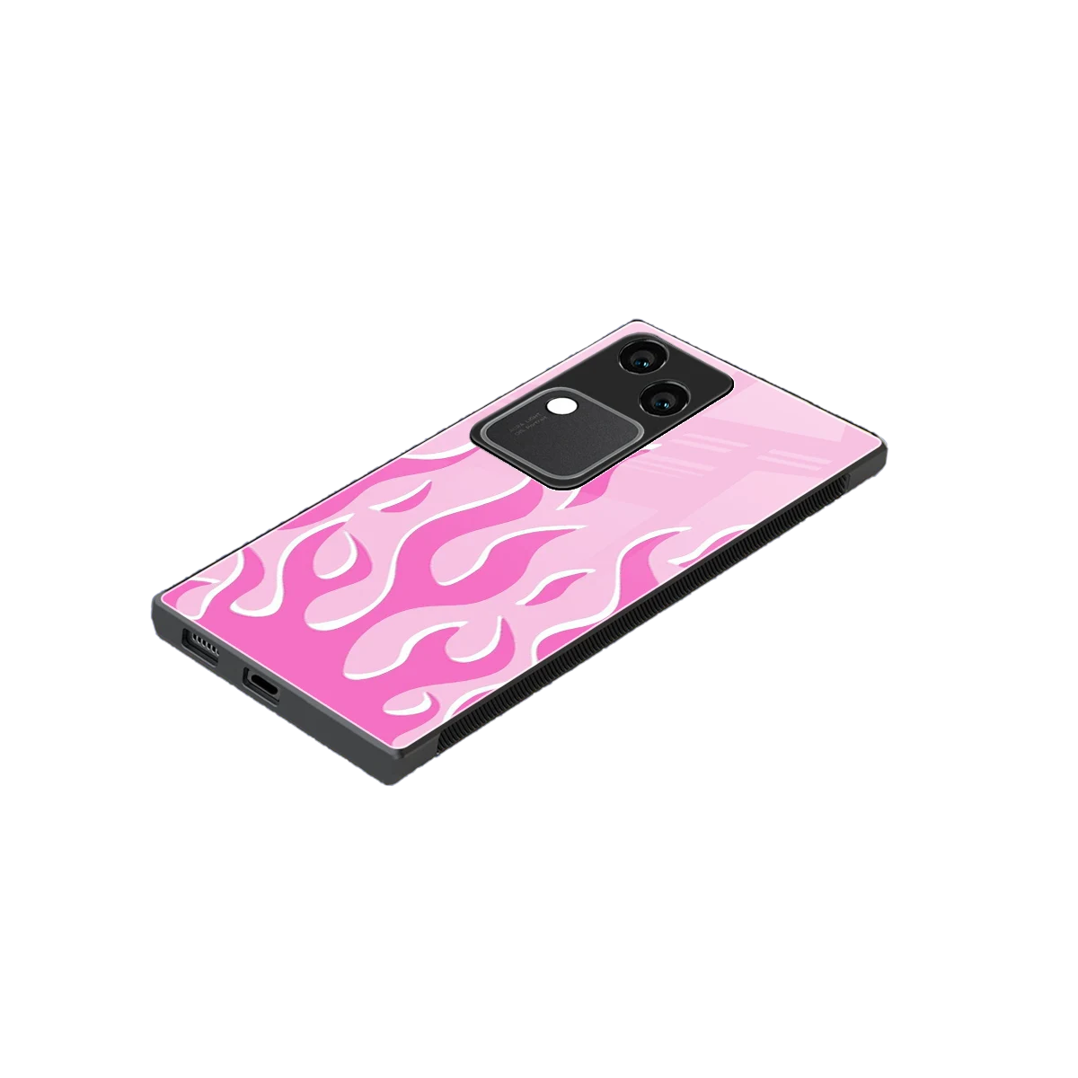 Y2K Retro Pink Flames stylish phone case for vivo v30 | glossy glass and slim fit