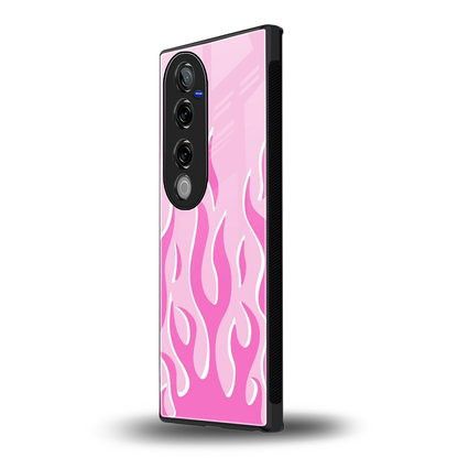 Y2K Retro Pink Flames vivo v40 pro mobile cover | shockproof glass phone case