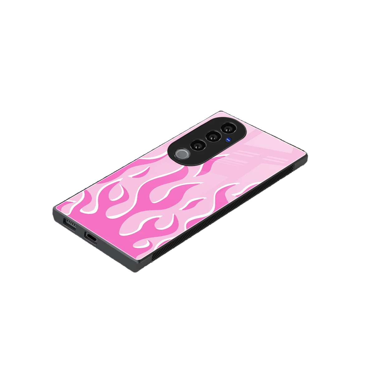 Y2K Retro Pink Flames stylish phone case for vivo v40 pro | glossy glass and slim fit