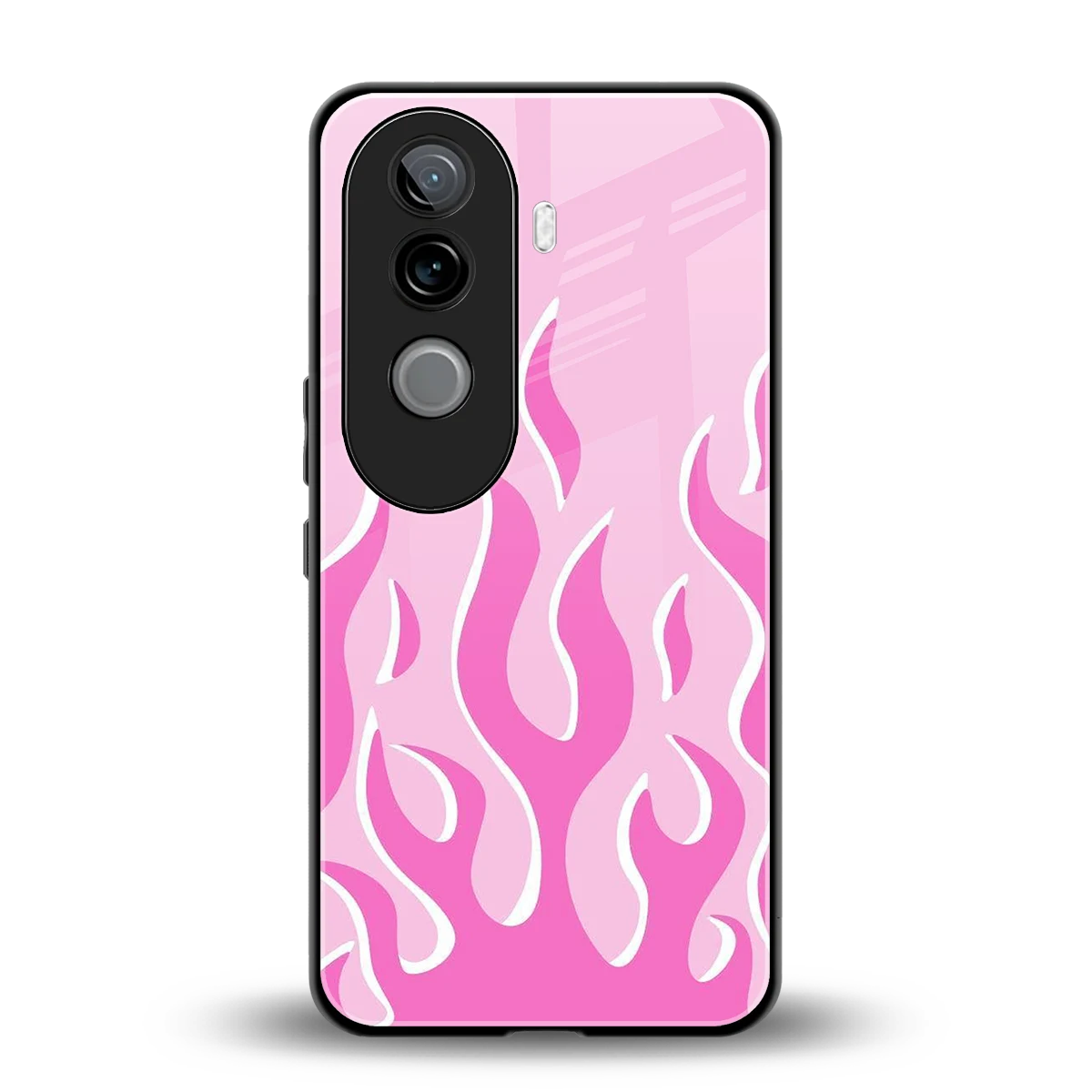 Y2K Retro Pink Flames back phone cover | glass case for vivo v40e