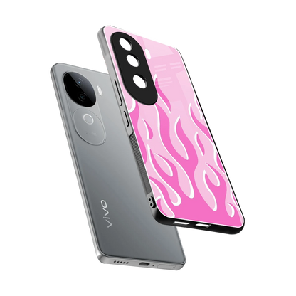 Y2K Retro Pink Flames sleek vivo v40e cover with tempered glass back and TPU edges