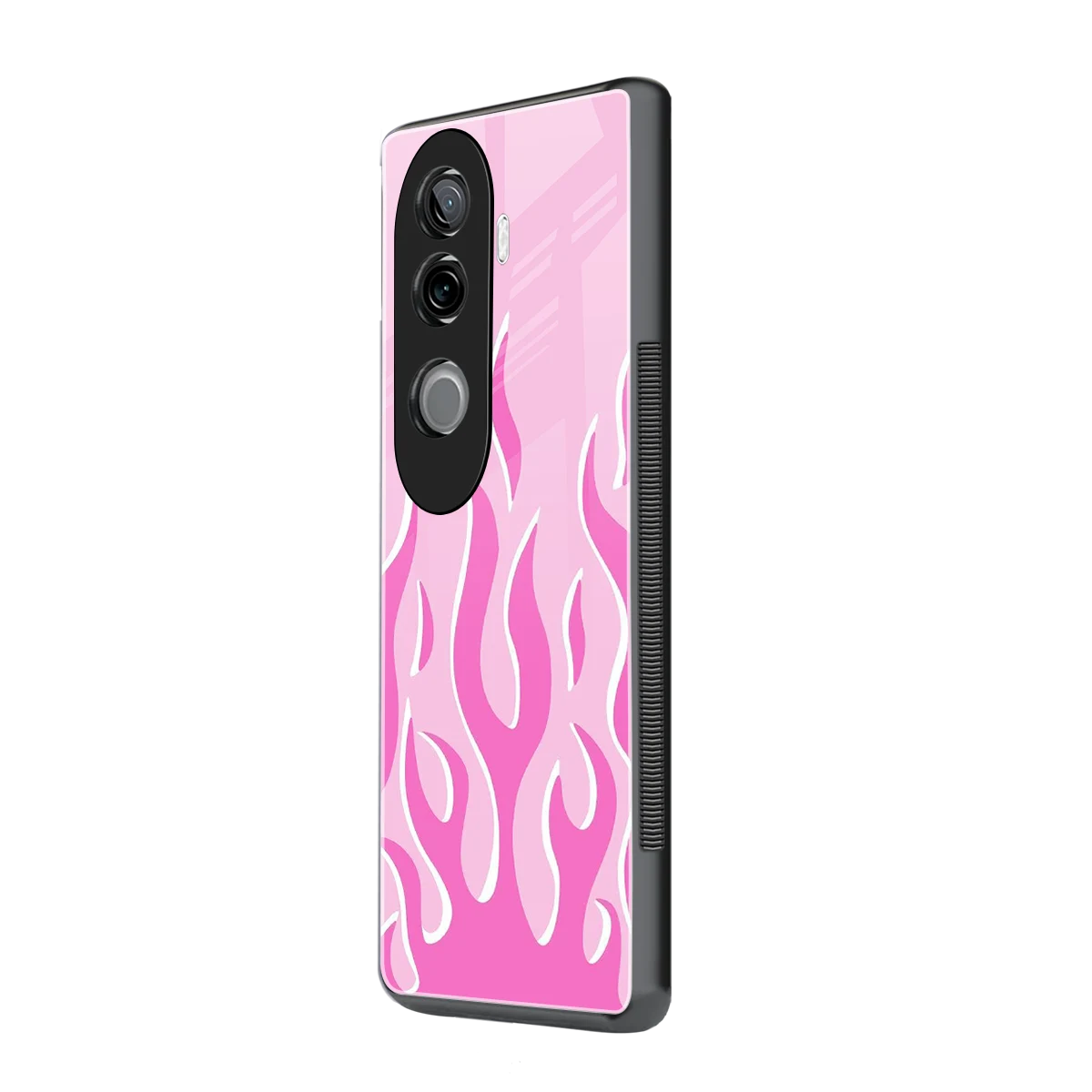 Y2K Retro Pink Flames vivo v40e mobile cover | shockproof glass phone case
