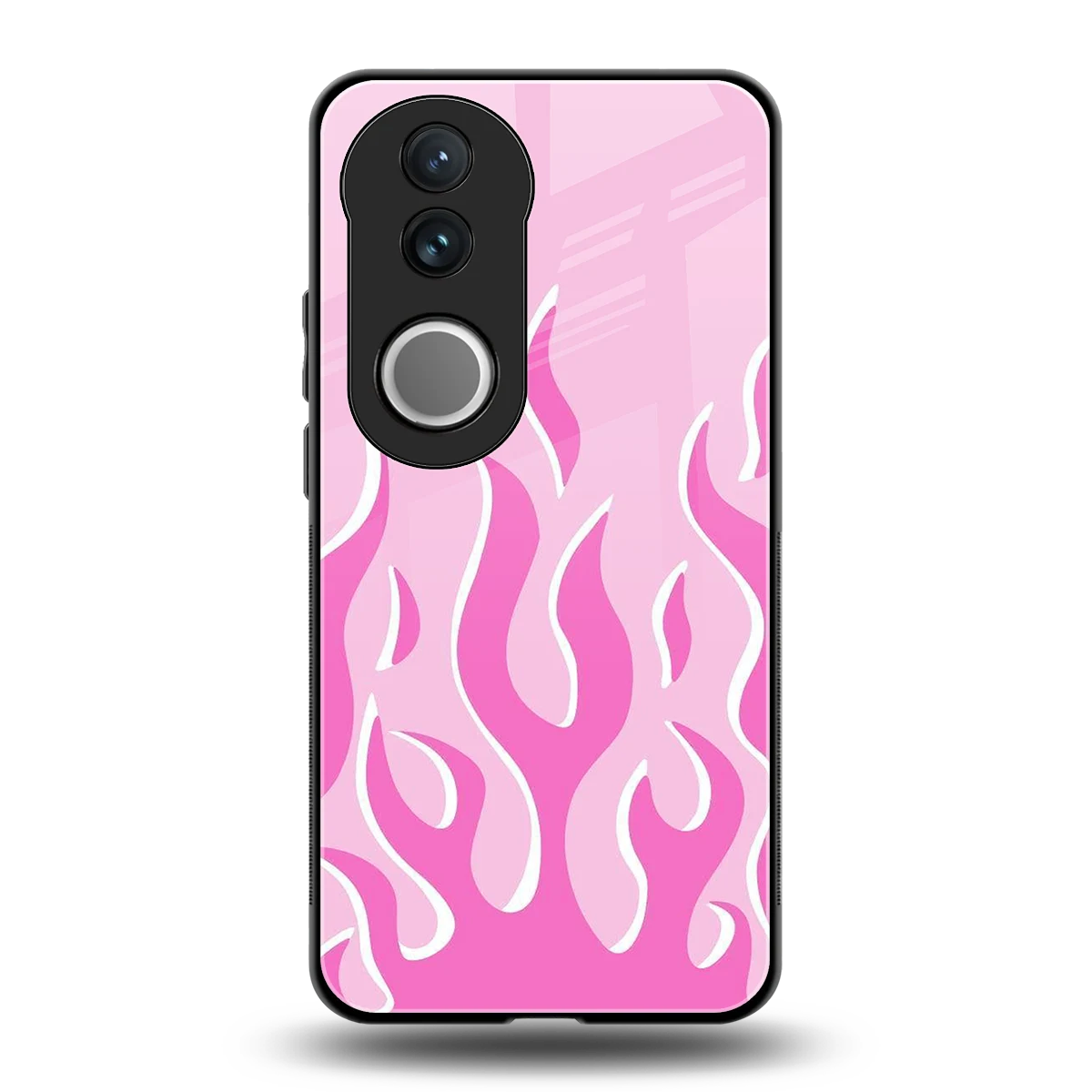 Y2K Retro Pink Flames back phone cover | glass case for vivo v50