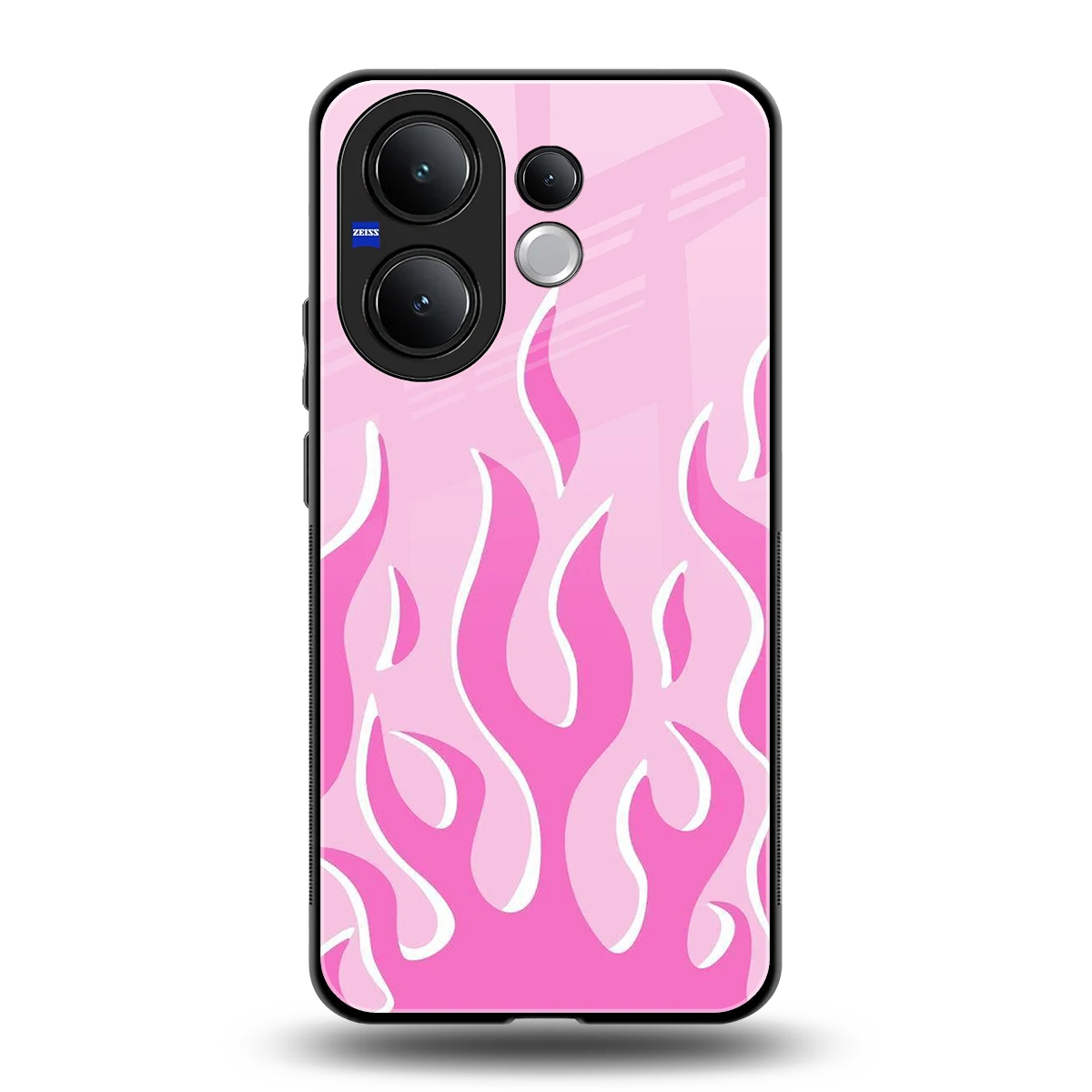 Y2K Retro Pink Flames back phone cover | glass case for vivo v60