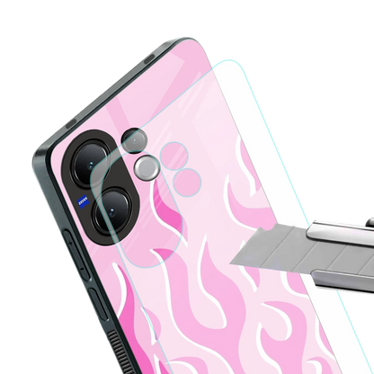 Y2K Retro Pink Flames stylish phone case for vivo v60 | glossy glass and slim fit
