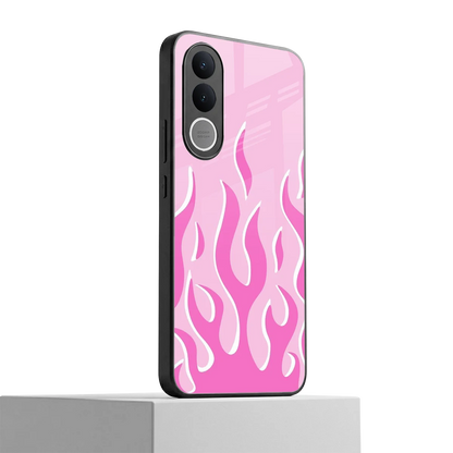 Y2K Retro Pink Flames vivo v70 fe mobile cover | shockproof glass phone case