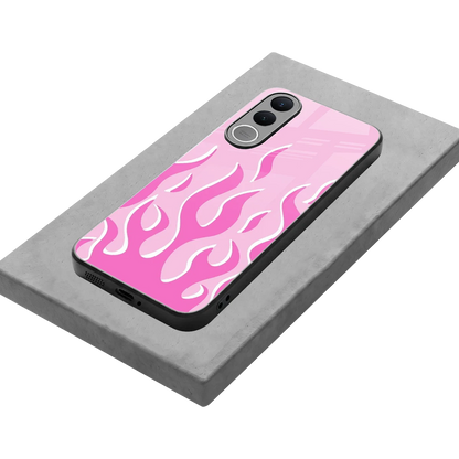 Y2K Retro Pink Flames stylish phone case for vivo v70 fe | glossy glass and slim fit