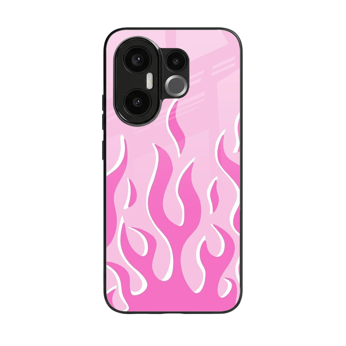 Y2K Retro Pink Flames back phone cover | glass case for vivo x200 fe