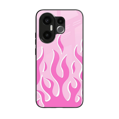 Y2K Retro Pink Flames back phone cover | glass case for vivo x200 fe