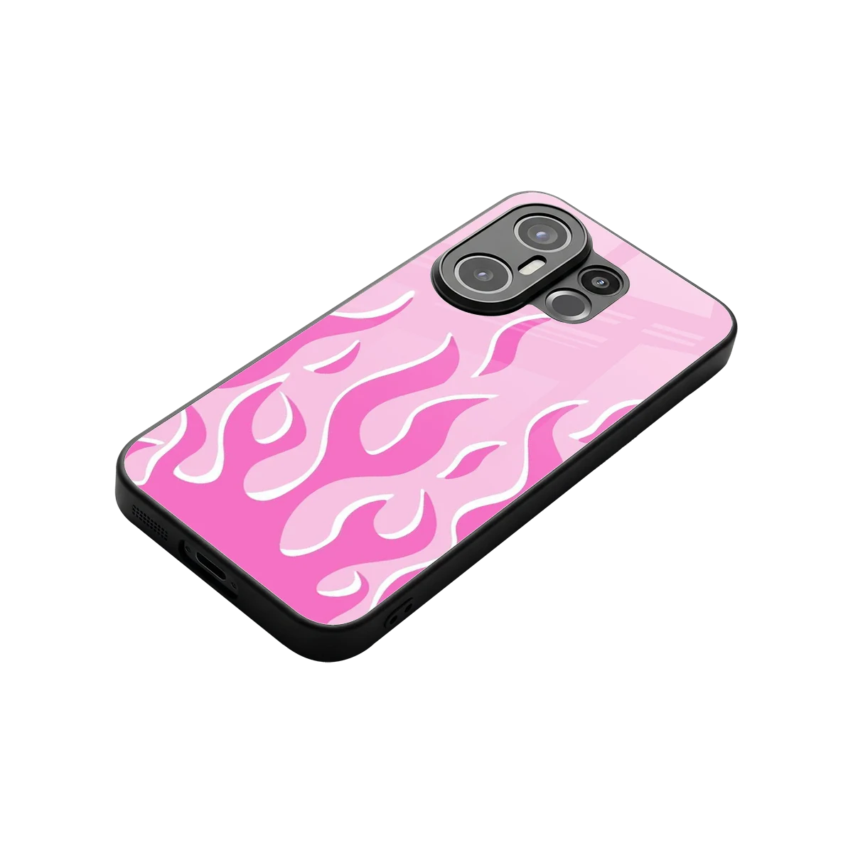 Y2K Retro Pink Flames stylish phone case for vivo x200 fe | glossy glass and slim fit