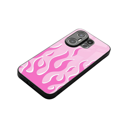 Y2K Retro Pink Flames stylish phone case for vivo x200 fe | glossy glass and slim fit