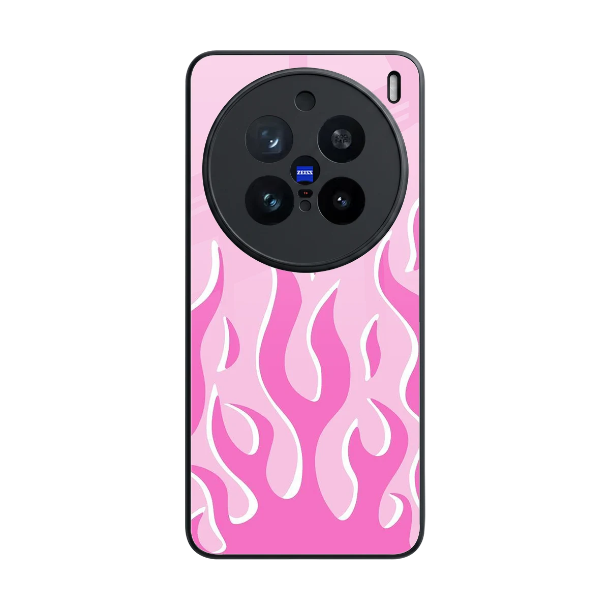 Y2K Retro Pink Flames back phone cover | glass case for vivo x200 pro